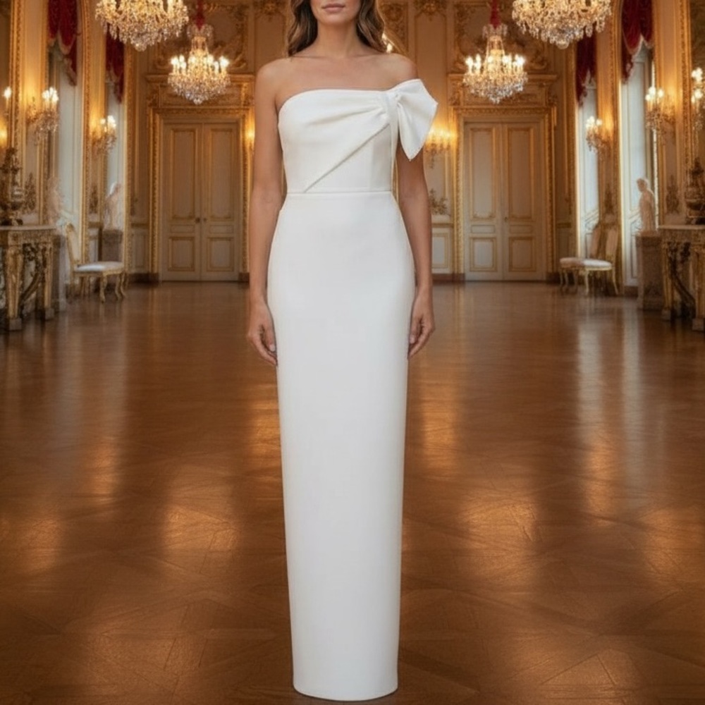 Black Halo Eve by Laurel Berman BHLDN Davina 0 XS Ivory Off White Strapless Bow